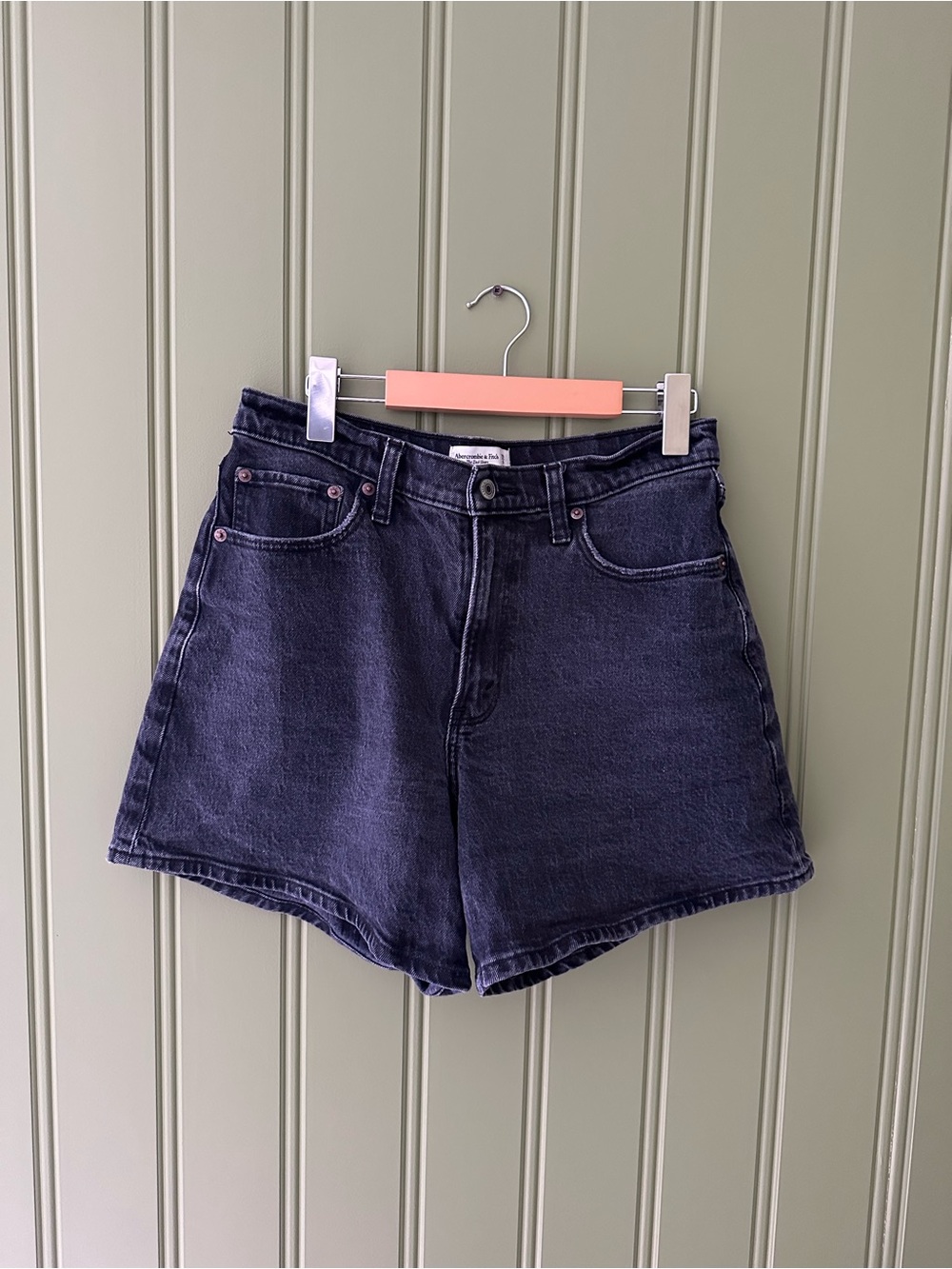 Abercrombie & Fitch Dark Indigo High-Waist Jean Shorts